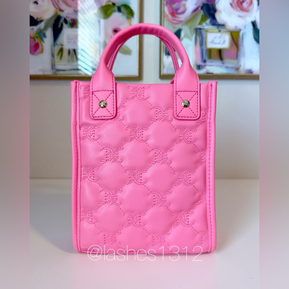 JUICY COUTURE Purse Taking the Lead Mini Crossbody Tote Bag  w/ Pouch - Pink - Picture 5 of 9